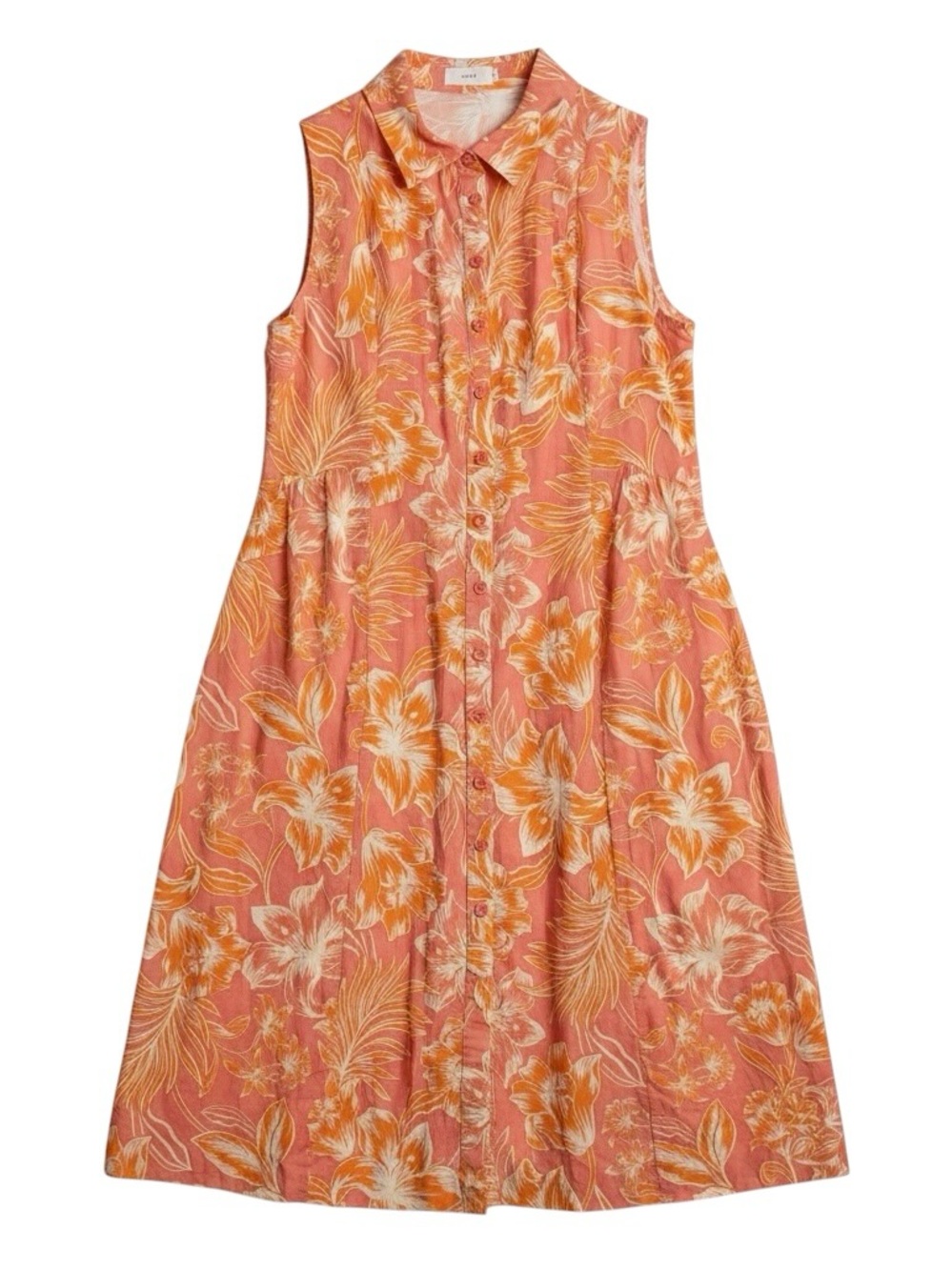 MAYE Corinne Shirtdress Aurelia Floral Coral Orange Cotton Size Small